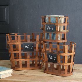 Set of Three Rustic Numbered Baskets