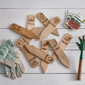 Set of Ten Wood Vegetable Markers