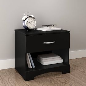 Modern 1 Drawer Nightstand End Side Table Storage in Black