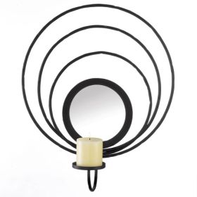 BLACK IRON MIRRORED WALL SCONCE