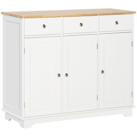 Sideboard Buffet Cabinet, 3-Doors Kitchen Cabinet, Coffee Bar Storage with 3 Drawers, Adjustable Shelf for Living Room and Hallway, White