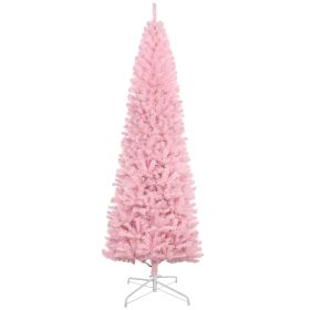 8" Artificial Christmas Tree Douglas Fir Pencil Christmas Tree with 1168 Realistic Branch Tips, Pink