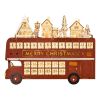 Christmas Advent Calendar Wooden with 12 Drawers Santa Claus Street House Bus Shape