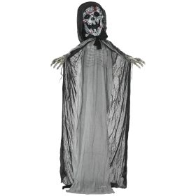 Creepy Halloween Skeleton Witch Decoration Animated Prop with Light Up Eyes and Chest Howling Chain Sound