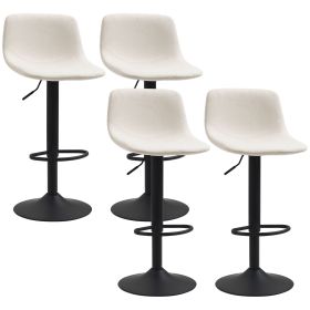 Swivel Bar Height Chairs Set of 4 Adjustable Cream White Padded Barstools for Kitchen Counter