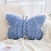 Butterfly Pillow Dusty Blue Decorative Pillows 15" Butterfly Shaped Cute Throw Pillows with Lace Aesthetic Bow Plush Cushion for Room Decor Bed Sofa C