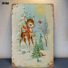CIFbuy 1PC Rustic Iron Metal Wall Sign Winter Reindeer Snowy Woods Pattern No Text Christmas Holiday Home Outdoor Wall Art Decor Orname TikTok, TikTok