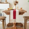 Christmas Table Runner for Home Decor with Tassels 72 Inches Long Farmhouse Red Rustic Boho Table Runner Macrame Burlap Table Decoration for Living Ro