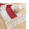 Christmas Table Runner for Home Decor with Tassels 72 Inches Long Farmhouse Red Rustic Boho Table Runner Macrame Burlap Table Decoration for Living Ro