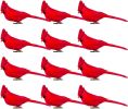 12 Pcs Artificial Red Cardinal Birds Clip, Christmas Cardinal Birds Clip, Fake Bird Red Cardinals Decor for Christmas Tree Ornament Decorations