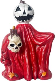 Halloween Ghost Figurine,4.8in Pumpkin Witch Statue with Skull Candle Holder for Halloween Table Decoration,Haunted House,Gothic Home,Spooky Ornaments