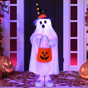 Halloween Decorations Outdoor Ghost Decor Light-Up Color-Changing Spooky Ghost Porch Decorations Trick or Treater with Candy Pocket Ghost Halloween De