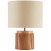 10.25" x 10.25" x 14" Brown Faux Ribbed Wood Table Lamp