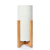 14-Inch Natural Wood Uplight Table Lamp with Linen Shade