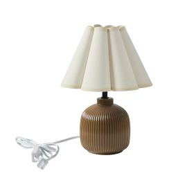 12.5" Brown Ceramic Table Lamp