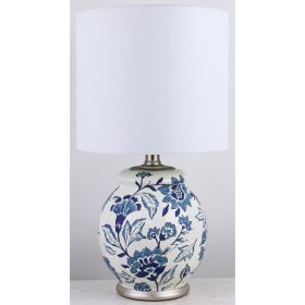 Floral Ceramic Lamp with Shade, 17"