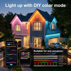 Outdoor Light,50ft with 30 LED Eaves Lights,Smart RGB Outdoor Lights with 75 Scene Modes,IP67 Waterproof,for Halloween Decorations,Christmas,Holiday