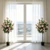 Artificial Camellia Tree with 27 Blossoms in Cement Pot for Home Decor Fake Camellia Tree-There is only one.