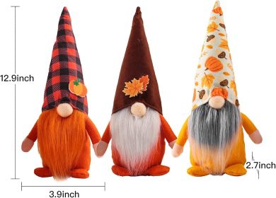 3 Pcs Fall Decoration Harvest Thanksgiving Decorations Gnomes Plush Elf Dwarf Doll Figurine with Pumpkin Autumn Maple Leaves