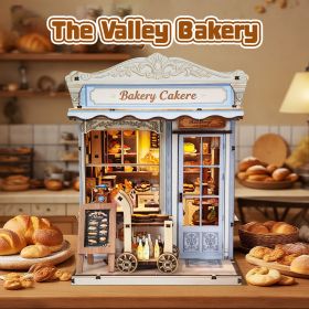 3d wooden puzzle for adults Rustic Grain Bakery book nook with lights model kit dollhouse DIY miniature house Birthday and Christmas gifts