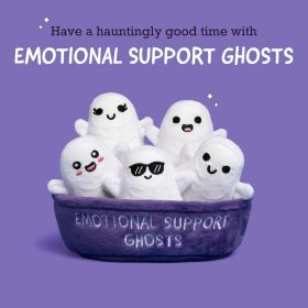 Emotional Support Ghosts by , Cuddly Plush Collectibles and Cute Stuffed Animals, Spooky Halloween Ghost Plushies and Fun Trick or Treat Toys