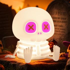 Ammonite Skeleton Night Light, Silicone Skull Lamp, 8 Colors & 2-Level Adjustable Warm Light, Touch Control LED Bedside Lamp for Home, Gaming Room