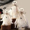 3 Pcs Halloween Decorations Indoor Primitive Halloween Ghost on Wooden Stand Spooky Ghost Tiered Tray Decor Rustic Table Centerpiece for Home Office M