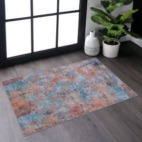 MAVAL Multi Washable Rug 2' x 3' Doormat Rug (Multi, 2' x 3')