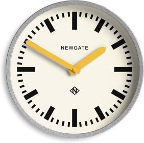 Luggage Wall Clock | Modern Retro Metal Station Clock | 30cm | Deep galvanised Metal case with Yellow Hands | Contemporary Vintage Style for Kitchen