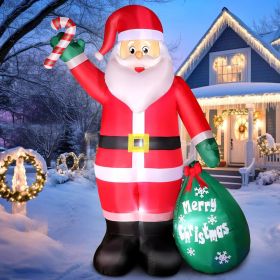 8 FT Christmas Inflatable Santa Claus with Candy and Big Gift Bag Outdoor Decor, Blow Up IP44 Weatherproof Xmas Decorations for Yard