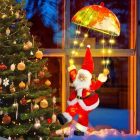 Christmas Decorations Santa Claus Parachute Lights 8 Modes 24.8" LED Hanging Xmas Tree Decor String Lighted with Memory Timer Plug for Home Porch Wind