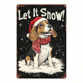 CIFbuy Vintage Metal Sign 2D Flat Christmas Beagle Snow Scene Wall Decor,8X12 Inch Retro Art Plaque Ornament,Home Office Indoor Outdoor TikTok, TikTok