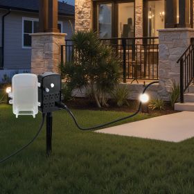 Outdoor Power Stake, 50 FT Extension Cord, Outdoor Power Strip Weatherproof with Cover and Overload Protection, 6 Outlets, 15A/1875W