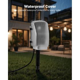 Outdoor Power Stake, 25 FT Extension Cord, Outdoor Power Strip Weatherproof with Cover and Overload Protection, 6 Outlets, 15A/1875W