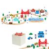 113PCS Wooden Train Set, for Kids Ages 3-8, Wood Train Track Toy with Storage Box, City Scene Railway Playset, Compatible with Major Brands