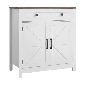 Coffee Bar Cabinet, Farmhouse Coffee Bar Table with Drawer, Buffet Stand Cabinet with 2 Barn Door, Sideboard Buffet Station for Living Room, Entr