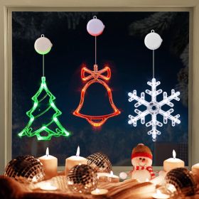 Christmas Window Decorations,3 Pack Jingling Bell,Christmas Tree,Snowflake Christmas Window Lights with Suction Cup