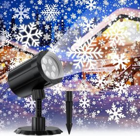 Christmas Projector Lights Outdoor, GUSODOR Dynamic Snowflake Projector IP65 Waterproof Snow Projection Lights for Indoor Outdoor Christmas Decoration