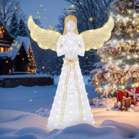 Shintenchi 5FT Lighted Christmas Angel, Outdoor Christmas Holiday Decoration, Pre-lit 3D Glittered Angel with 110 2 Color LED Lights and Ground Stakes