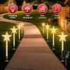 8Pack Christmas Solar Stake Light 64LED Beads Star-Shaped Pathway Lights With 8 Lighting Modes IP64 Waterproof Xmas Decoration For Garden Patio Yard P