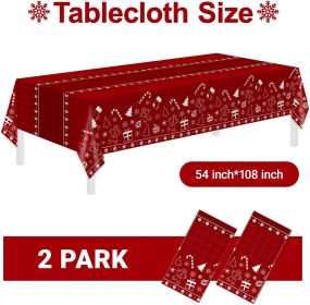 2 Pack Christmas Tablecloths Disposable,Christmas Decorations,54 x 108 Inch,Plastic Table Cloths for Rectangle Tables
