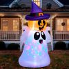Halloween Inflatable Outdoor Decor, Blow Up Yard Decoration Ghost with Colorful LEDs