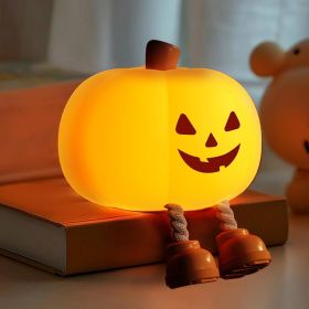 Night Light for Kids Cute Jack O Lantern Halloween Decor Nightlight for Baby Nursery Toddler Squishy Pumpkin Lights Cordless Rechargeable Dimmable Sil