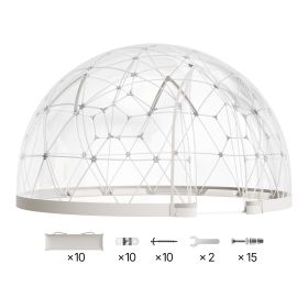Garden Dome Igloo, 15 x 9.5 ft Outdoor Clear Bubble Tent for 10-14 Person, Weatherproof Geodesic Dome Greenhouse with Window