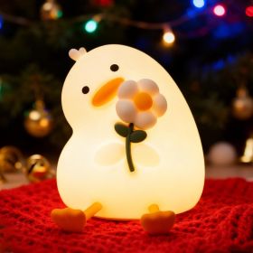 Night Light for Kids, Cute Duck Silicone NightLight with Timer, Rechargeable Nursery Light, LED Squishy NightLights, Safe Bedside Lamp
