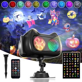 Halloween Christmas Projector Lights Outdoor Indoor, 2 in 1 HD Remote Control 60 Pattern Led Holiday Projector Light, IP44 Waterproof Decorations