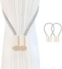 Handmade Magnetic Curtain Tiebacks 2 Pack Sparkling Glass Wrapped Wooden Holdbacks with Strong Magnets