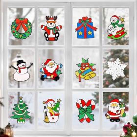 12 Pcs 3D Christmas Window Clings Decals Ornaments Window Stickers for Christmas Decorations Windows Decorations Xmas Party Supplies Thanksgiving Part
