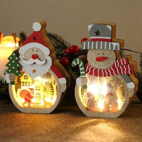 Christmas Snowman Santa Claus Decorations Indoor for Home Decor, 2 Pack Lighted Wooden Snowman Santa Claus with Lights Christmas Figurines Ornament