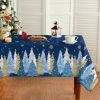 Horaldaily Christmas Tablecloth 60x84 Inch Rectangular, Christmas Trees Blue Grey Washable Seasonal Table Cover for Party Picnic Dinner Decor